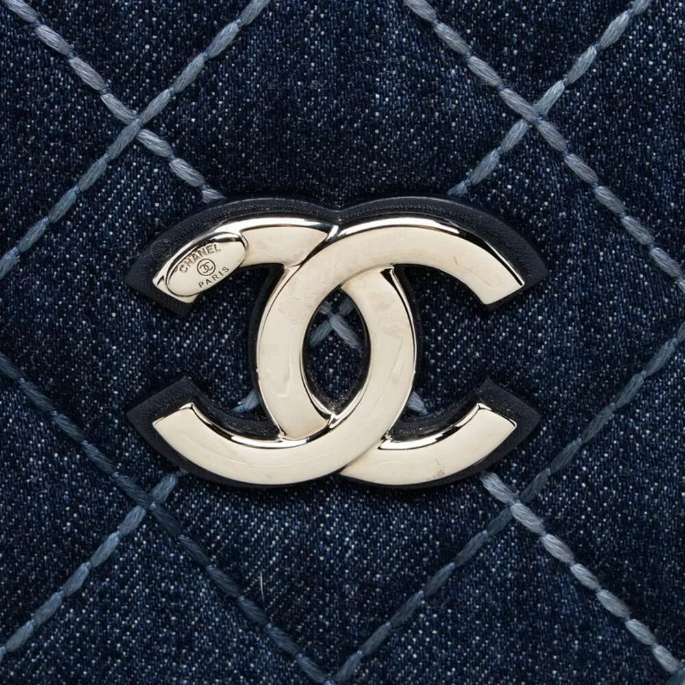 Chanel Quilted Denim Coco Handle Shopping Tote